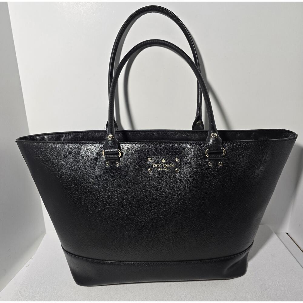 Kate Spade New York X-Large Tote Bag Black Cross Grain Leather